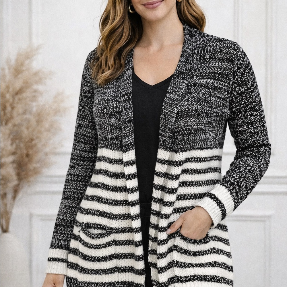 Fresh Monochrome Knit Cardigan